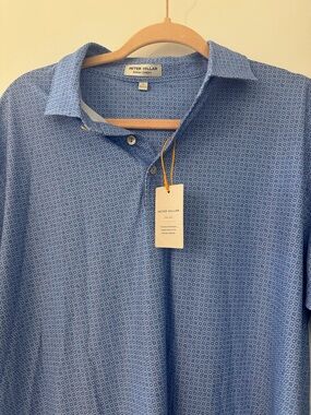 Peter Millar Blue Micro-Print Polo Shirt - Never used
